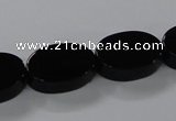 CAB751 15.5 inches 13*18mm oval black agate gemstone beads