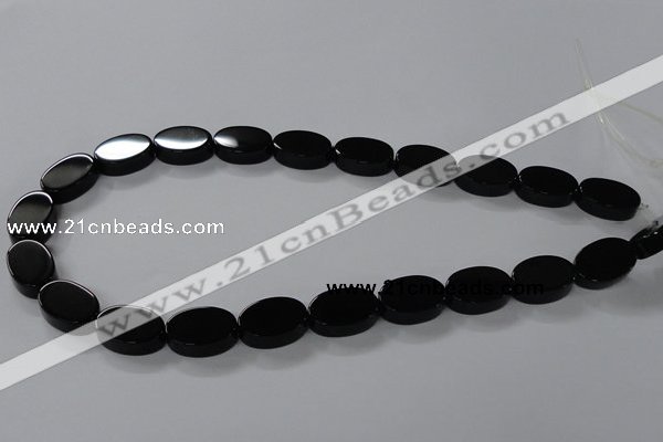 CAB751 15.5 inches 13*18mm oval black agate gemstone beads