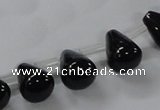 CAB754 15.5 inches 8*10mm top-drilled teardrop black agate beads