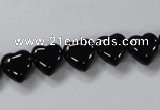 CAB755 15.5 inches 10*10mm top-drilled heart black agate beads