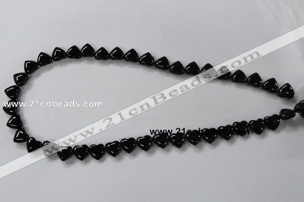 CAB755 15.5 inches 10*10mm top-drilled heart black agate beads