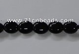 CAB756 15.5 inches 8*10mm oval black agate gemstone beads wholesale