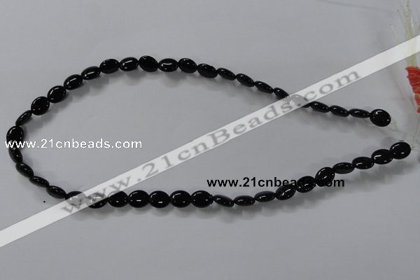 CAB756 15.5 inches 8*10mm oval black agate gemstone beads wholesale