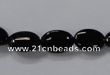 CAB757 15.5 inches 10*14mm oval black agate gemstone beads wholesale