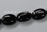 CAB758 15.5 inches 12*16mm oval black agate gemstone beads wholesale