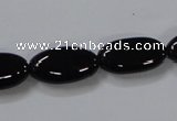 CAB760 15.5 inches 10*20mm oval black agate gemstone beads wholesale