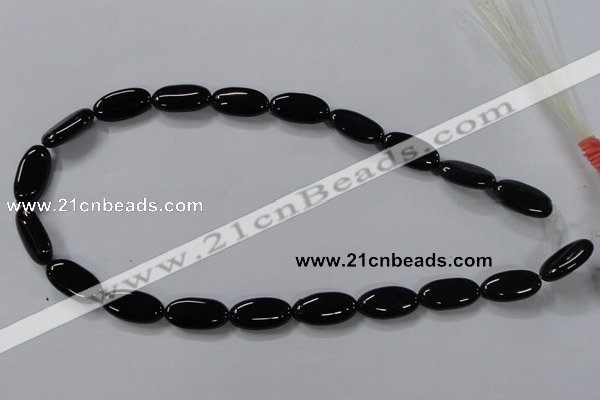 CAB760 15.5 inches 10*20mm oval black agate gemstone beads wholesale