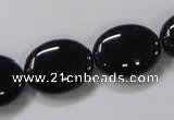 CAB761 15.5 inches 15*20mm oval black agate gemstone beads wholesale