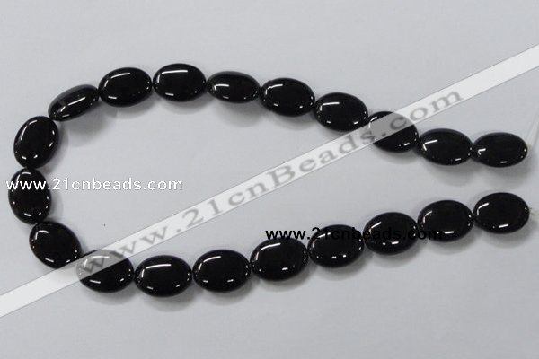 CAB761 15.5 inches 15*20mm oval black agate gemstone beads wholesale