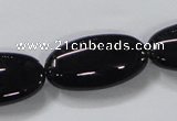 CAB763 15.5 inches 15*30mm oval black agate gemstone beads wholesale