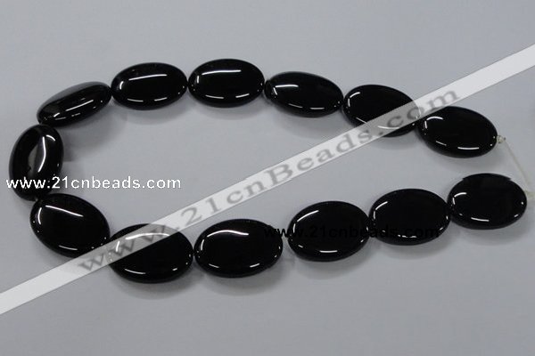 CAB764 15.5 inches 22*30mm oval black agate gemstone beads wholesale