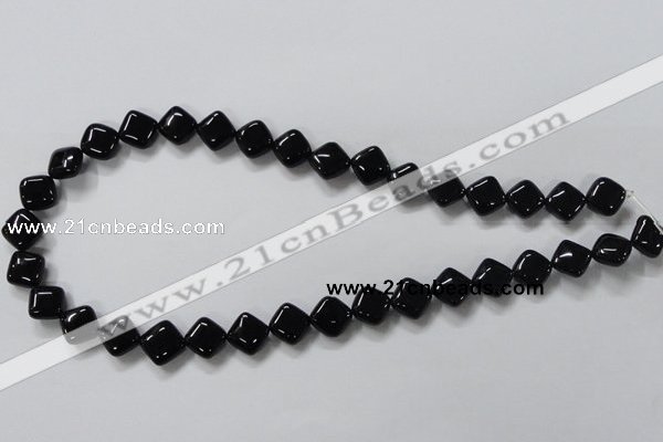 CAB765 15.5 inches 10*10mm diamond black agate gemstone beads