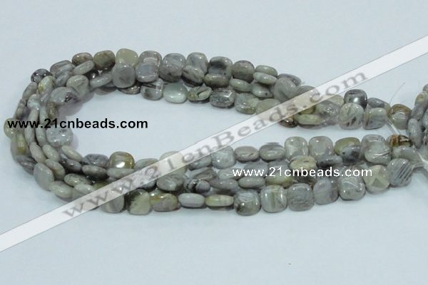 CAB77 15.5 inches 12*12mm square silver needle agate gemstone beads