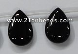 CAB773 15.5 inches 18*25mm top-drilled flat teardrop black agate beads