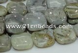 CAB78 15.5 inches 15*15mm square silver needle agate gemstone beads