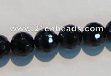 CAB784 15.5 inches 12mm faceted round black agate gemstone beads