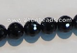 CAB784 15.5 inches 12mm faceted round black agate gemstone beads