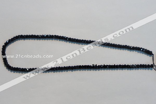 CAB786 15.5 inches 3*5mm faceted rondelle black agate gemstone beads