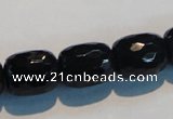 CAB788 15.5 inches 13*16mm faceted egg black agate gemstone beads