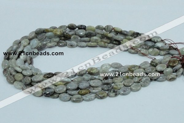 CAB79 15.5 inches 8*12mm oval silver needle agate gemstone beads