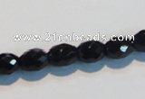 CAB790 15.5 inches 8*10mm faceted rice black agate gemstone beads