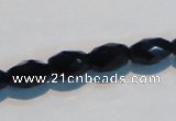 CAB791 15.5 inches 8*12mm faceted rice black agate gemstone beads