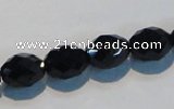 CAB792 15.5 inches 9*12mm faceted rice black agate gemstone beads