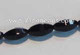 CAB793 15.5 inches 8*16mm faceted rice black agate gemstone beads