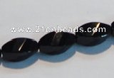 CAB796 15.5 inches 8*16mm faceted & twisted rice black agate beads