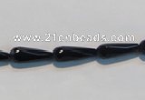 CAB798 15.5 inches 5*16mm faceted teardrop black gemstone agate beads