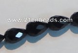 CAB799 15.5 inches 9*14mm faceted teardrop black gemstone agate beads