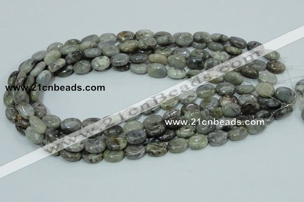 CAB80 15.5 inches 10*14mm oval silver needle agate gemstone beads