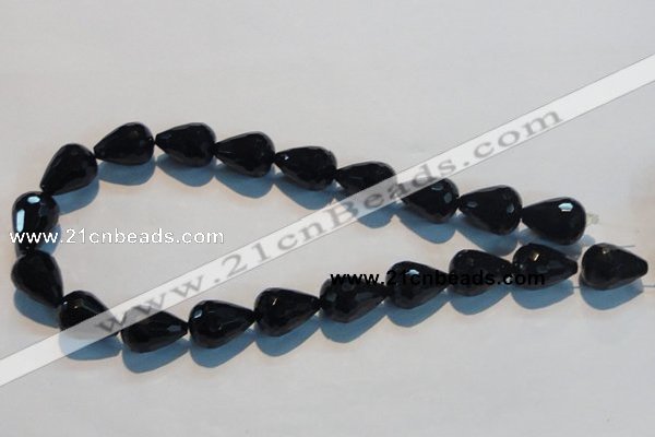 CAB800 15.5 inches 14*20mm faceted teardrop black gemstone agate beads