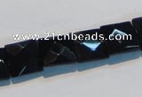 CAB802 15.5 inches 12*12mm faceted square black gemstone agate beads