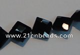 CAB803 15.5 inches 10*10mm faceted diamond black gemstone agate beads