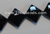 CAB804 15.5 inches 15*15mm faceted diamond black gemstone agate beads