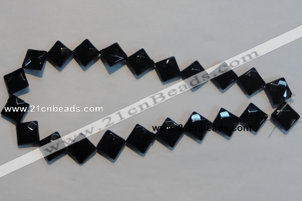 CAB804 15.5 inches 15*15mm faceted diamond black gemstone agate beads