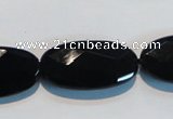 CAB808 15.5 inches 15*30mm faceted oval black gemstone agate beads