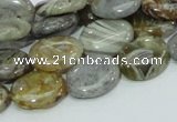 CAB81 15.5 inches 12*16mm oval silver needle agate gemstone beads