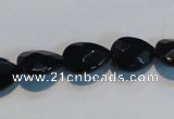 CAB811 15.5 inches 10*14mm faceted & flat teardrop black agate beads