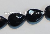 CAB813 15.5 inches 13*18mm faceted & flat teardrop black agate beads