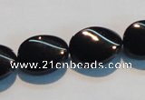 CAB814 15.5 inches 13*18mm twisted oval black agate gemstone beads