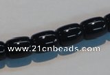 CAB819 15.5 inches 10*12mm drum black agate gemstone beads wholesale