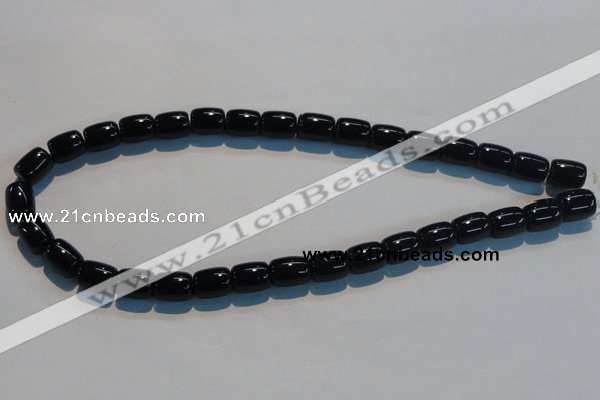 CAB819 15.5 inches 10*12mm drum black agate gemstone beads wholesale