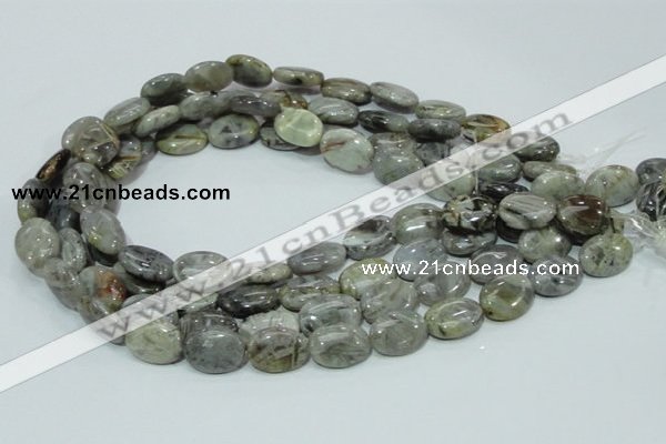 CAB82 15.5 inches 13*18mm oval silver needle agate gemstone beads