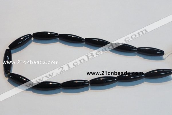 CAB821 15.5 inches 10*30mm rice black agate gemstone beads wholesale