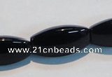 CAB822 15.5 inches 12*24mm rice black agate gemstone beads wholesale