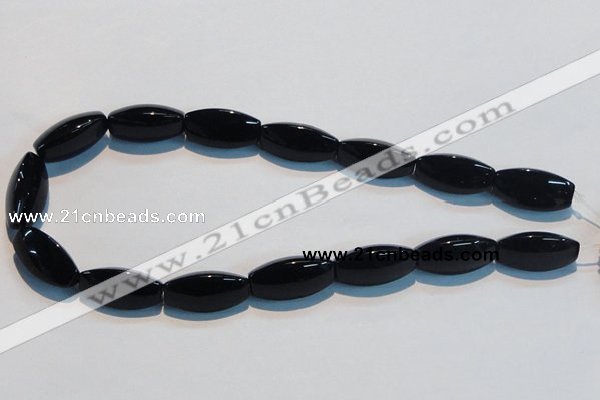 CAB822 15.5 inches 12*24mm rice black agate gemstone beads wholesale