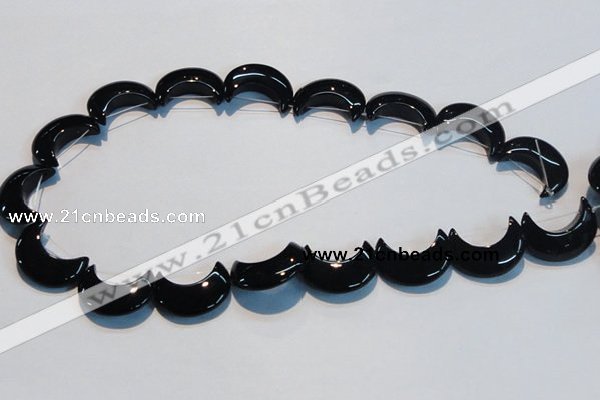 CAB826 15.5 inches 10*20mm moon black agate gemstone beads wholesale