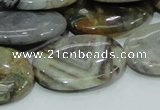 CAB83 15.5 inches 22*30mm oval silver needle agate gemstone beads